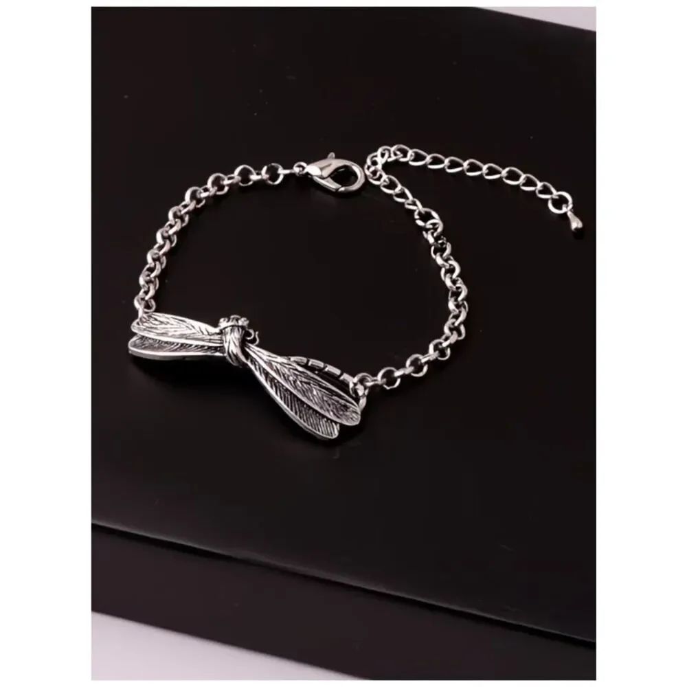 NWT Silver-Plate Dragonfly Bracelet-Anklet Chain Vintage Bohemian Nature Jewelry